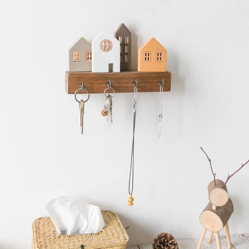 Pastoral natural wood wall hanging decorative hooks handmade cartoon building home key storage decorative rack decor accessories
Pastoral natural wood wall hanging decorative hooks handmade cartoon building home key storage decorative rack decor accessories