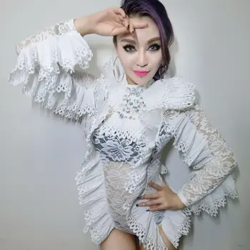 Sexy Nightclub See-through Costume White Lace Crystals Bodysuit Personality Stage Wear Bar Party DJ Singer Show Dance Clothes
Sexy Nightclub See-through Costume White Lace Crystals Bodysuit Personality Stage Wear Bar Party DJ Singer Show Dance Clothes