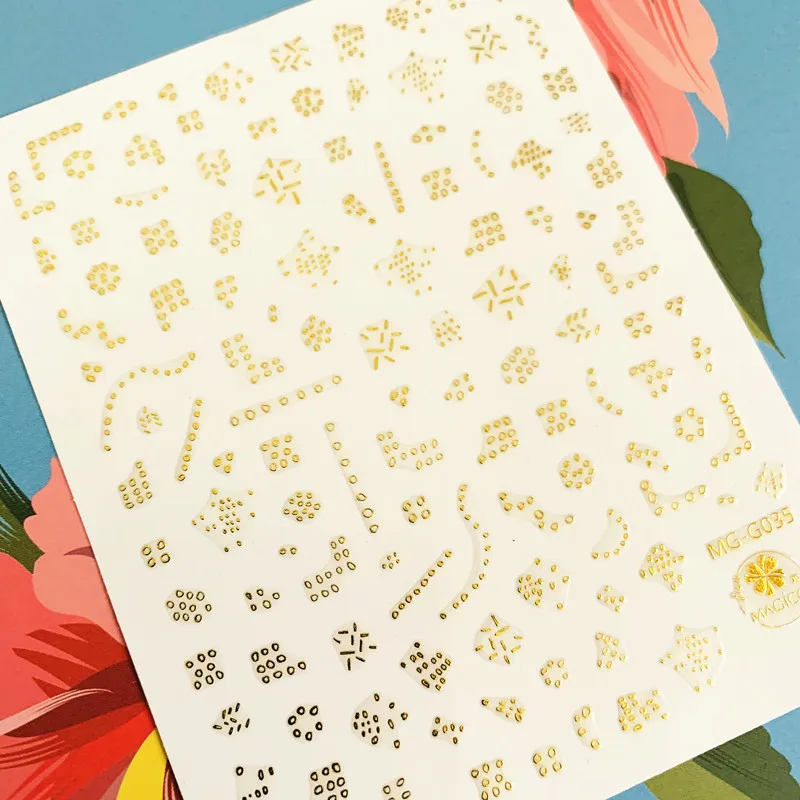 Newest MG-G035 gold Circle 3d nail art sticker nail decal stamping export japan designs rhinestones decorations
Newest MG-G035 gold Circle 3d nail art sticker nail decal stamping export japan designs rhinestones decorations