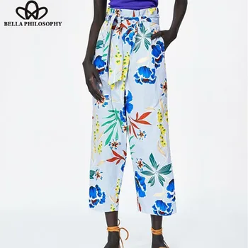 Bella Philosophy 2018 new summer cotton floral striped print wide leg pants high waist loose full length bow sashes pants botoms
Bella Philosophy 2018 new summer cotton floral striped print wide leg pants high waist loose full length bow sashes pants botoms