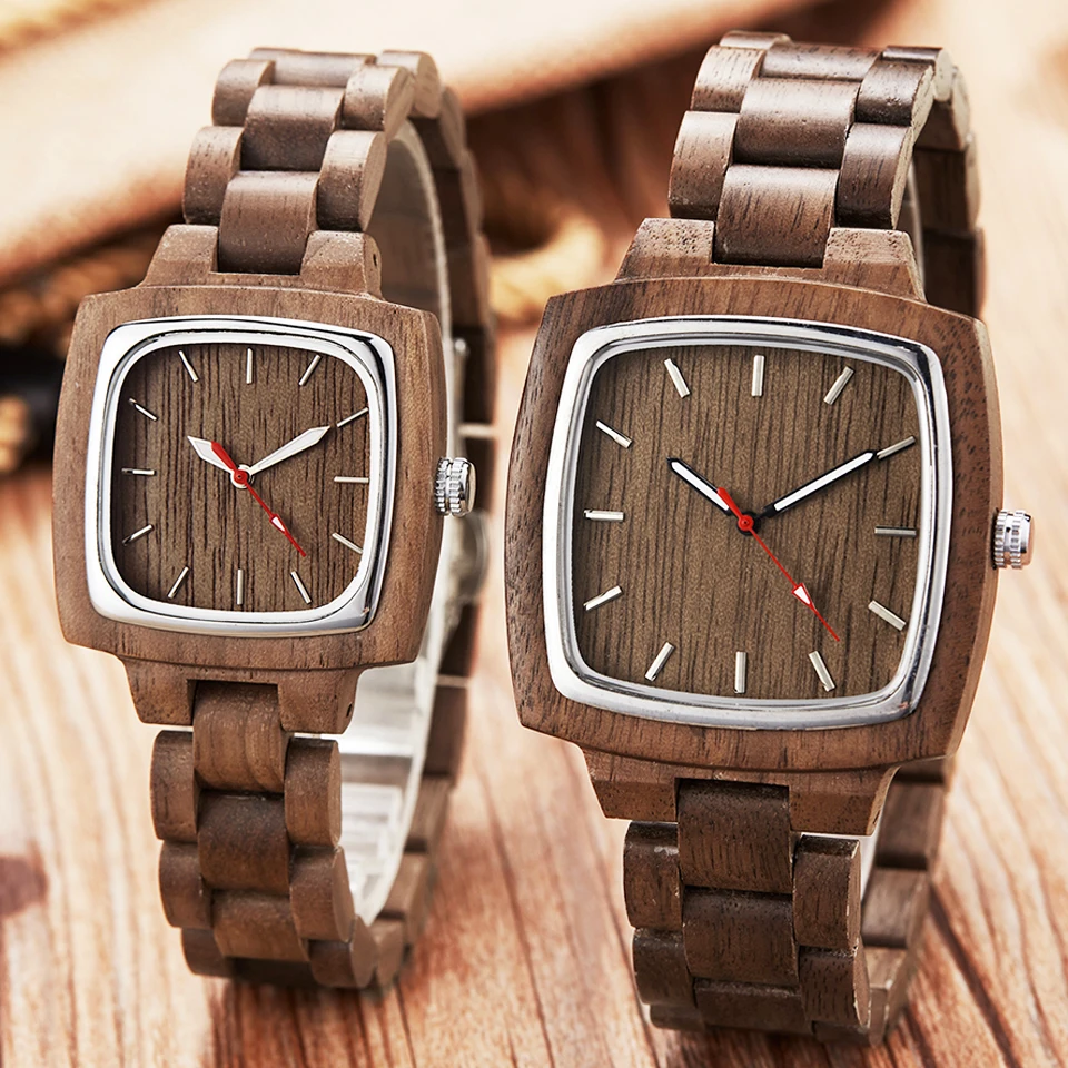Couple Wooden Watch Men Women Lover Gift Wrist Watches Male Female Brown Walnut Wood Square Dial Quartz Wristwatch Reloj Clock
Couple Wooden Watch Men Women Lover Gift Wrist Watches Male Female Brown Walnut Wood Square Dial Quartz Wristwatch Reloj Clock