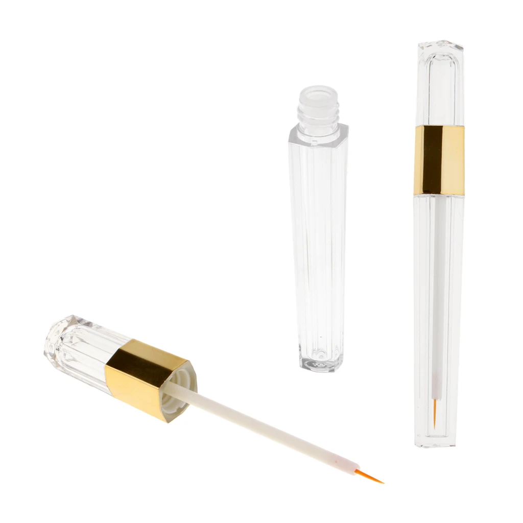2pcs/set 5ml Refillable Empty Clear Eyeliner Vials Tube Eyelash Oil /Mascara/ Eye Gloss Liquid Bottle Container With Brush