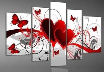 Home Decor Hand Painted Red Love Heart Butterfly Oil Painting For Living Room Wall Pictures 5 Piece Canvas Art Pintura a Oleo
Home Decor Hand Painted Red Love Heart Butterfly Oil Painting For Living Room Wall Pictures 5 Piece Canvas Art Pintura a Oleo