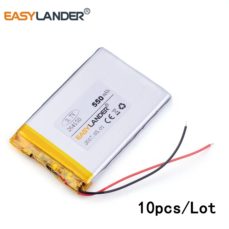10 шт./лот 3,7 в литий-ионный полимерный аккумулятор SD264150 550 мАч GPS DVR игрушка MP4 MP5
10 шт./лот 3,7 в литий-ионный полимерный аккумулятор SD264150 550 мАч GPS DVR игрушка MP4 MP5