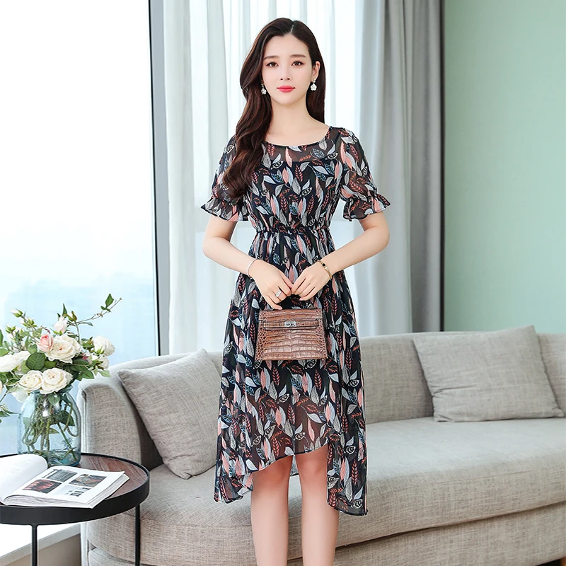 Print Chiffon Women Dress Midi Office Elegant Lady Vintage Floral Vacation Summer Beach Dress Retro Casual Korean Runway Vestido
Print Chiffon Women Dress Midi Office Elegant Lady Vintage Floral Vacation Summer Beach Dress Retro Casual Korean Runway Vestido