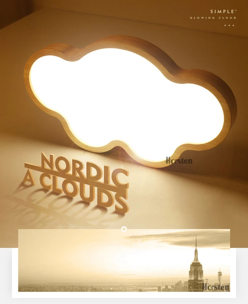 Japanese Style Room Ceiling Lights Cloud Shape LED Ceiling Light For Bedroom Kids Luminaire Cute Wooden Kitchen Lighting Fixture (1)