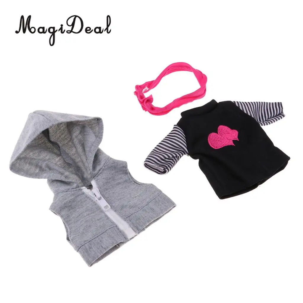 3Pcs Lovely Clothes Suit Tops Hoody Vest Headband for 25cm Mellchan Doll Accessories