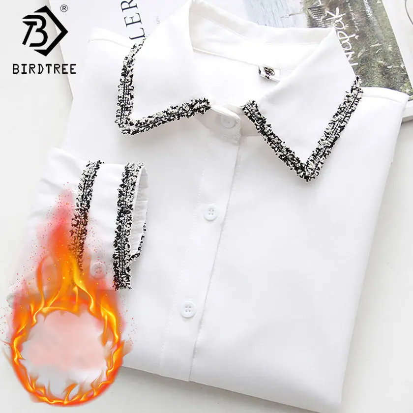New 2018 Winter Plus Velvet Thicken White Turn-down Collar Shirt Slim Fashion Casual Long Sleeves Women Blouses Size Top T7O722A
New 2018 Winter Plus Velvet Thicken White Turn-down Collar Shirt Slim Fashion Casual Long Sleeves Women Blouses Size Top T7O722A