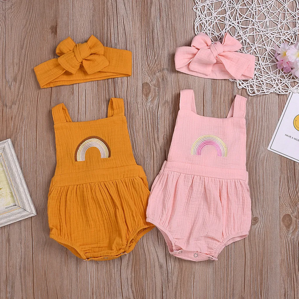 Cute Baby Girl Romper Fashion Personality Strap Ruffled Rainbow embroideried Romper Jumpsuit Sunsuit для новорожденного Romper
Cute Baby Girl Romper Fashion Personality Strap Ruffled Rainbow embroideried Romper Jumpsuit Sunsuit для новорожденного Romper
