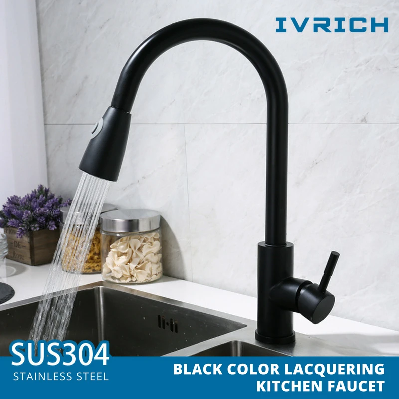 IVRICH SUS304 Stainless Steel Lacquer Black Series Kitchen Faucet Dual Function kitchen faucet pull out Tap Ceramic Valve VR8350
IVRICH SUS304 Stainless Steel Lacquer Black Series Kitchen Faucet Dual Function kitchen faucet pull out Tap Ceramic Valve VR8350