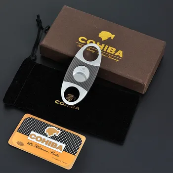 COHIBA Double Blades Stainless Steel stripe Cigar Cutter Pocket Gadgets Zigarre Knife Cuban Cigars Scissors With Pouch Gift Box
COHIBA Double Blades Stainless Steel stripe Cigar Cutter Pocket Gadgets Zigarre Knife Cuban Cigars Scissors With Pouch Gift Box