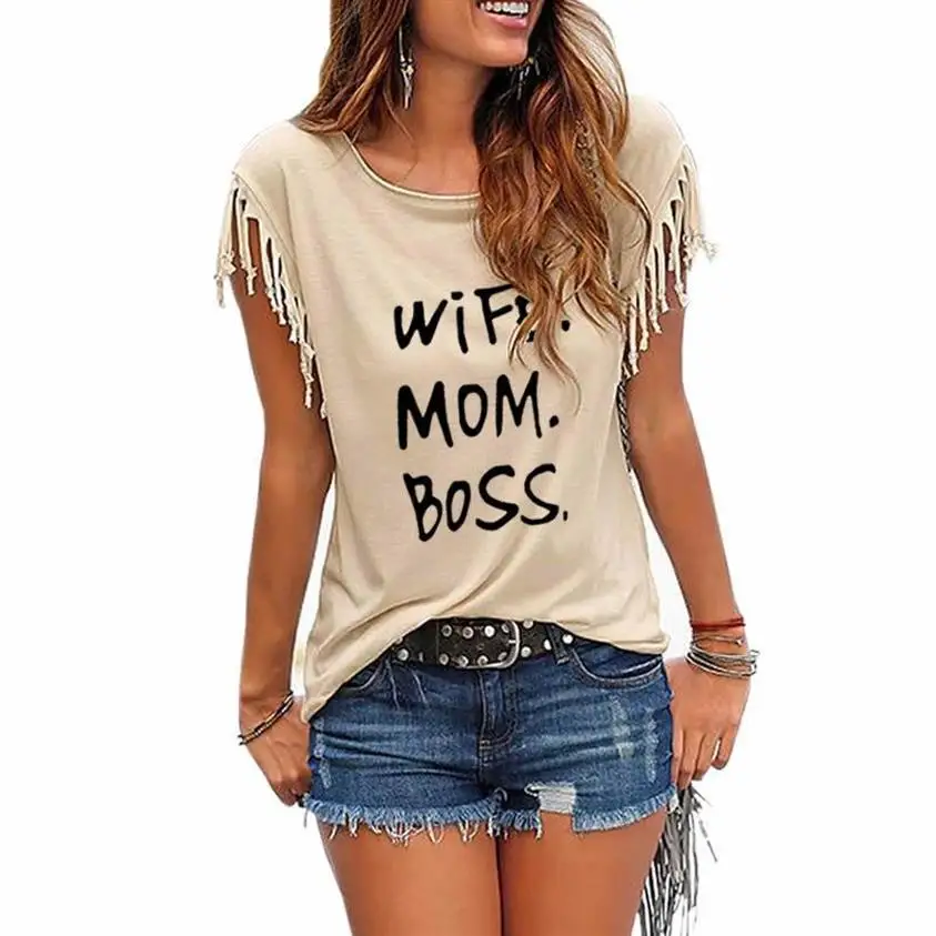 New Fashion Tassel T-Shirt For Women WIFE MOM BOSS Letters Print Top T-Shirt Plus Size Women Cotton Summer Tops Graphic Tees
New Fashion Tassel T-Shirt For Women WIFE MOM BOSS Letters Print Top T-Shirt Plus Size Women Cotton Summer Tops Graphic Tees