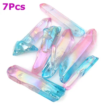 KiWarm 7pcs Pink Blue Titanium Natural Quartz Crystal Points Pendant Bead Strand Necklace Pendants DIY Crafts Making 28-45mm
KiWarm 7pcs Pink Blue Titanium Natural Quartz Crystal Points Pendant Bead Strand Necklace Pendants DIY Crafts Making 28-45mm