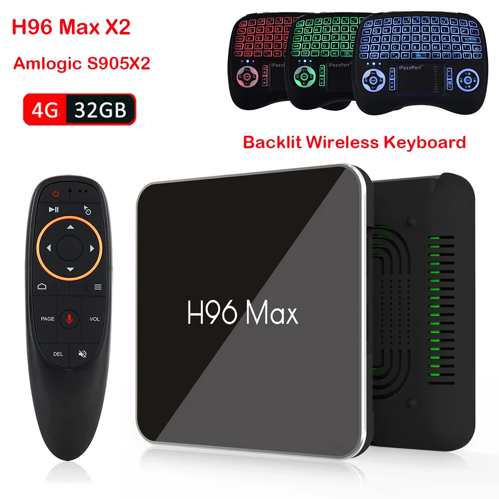 

Android 8.1 H96 Max X2 TV Box Amlogic S905X2 Quad Core LPDDR4 4GB 32GB Dual 2.4G/5GHz Wifi Bluetooth H.265 4K Smart Media Player