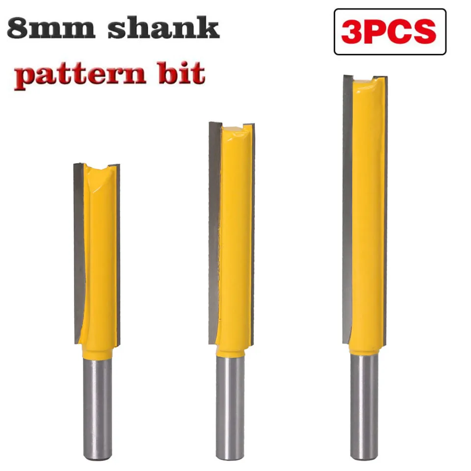 3pcs/set 8mm Shank Straight/Dado Wood Router Bit Tungsten Carbide Straight Milling Cutters Woodworking Tools Bit
3pcs/set 8mm Shank Straight/Dado Wood Router Bit Tungsten Carbide Straight Milling Cutters Woodworking Tools Bit