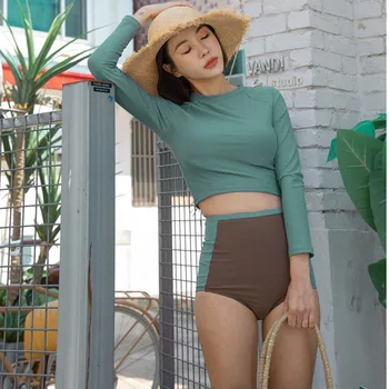 Swimsuit For Teenagers Women's Rash Guard Girls Bathing Suit Surfing Korea Long Sleeve High Waist Female Split Sport Solid 2019
Swimsuit For Teenagers Women's Rash Guard Girls Bathing Suit Surfing Korea Long Sleeve High Waist Female Split Sport Solid 2019