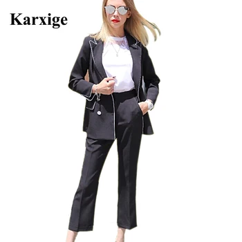 pearl button All match Long Sleeved double breasted elegant office lady high end female ninth size Pants Suit women
pearl button All match Long Sleeved double breasted elegant office lady high end female ninth size Pants Suit women