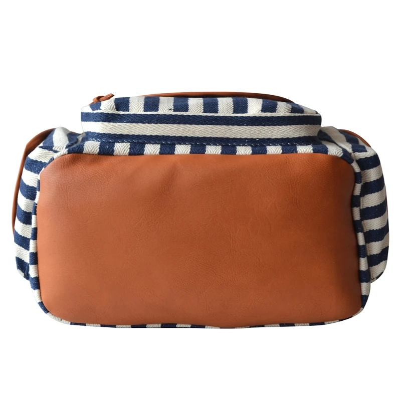 Women Girls Canvas Vintage Striped Rucksack School Bag Backpack Casual Daypack Fashion 6 3TT900155-33