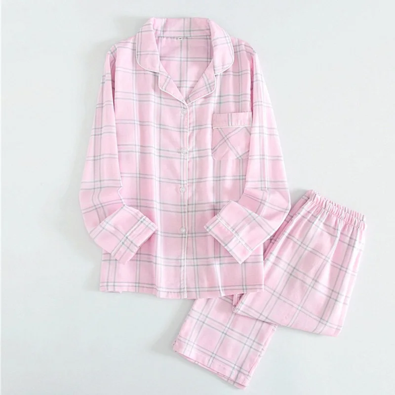 2019 New Ladies New Spring Simple And Elegance Grid Pattern 100% Gauze Cotton Women's Pajama Set Long-sleeve Household Set
2019 New Ladies New Spring Simple And Elegance Grid Pattern 100% Gauze Cotton Women's Pajama Set Long-sleeve Household Set