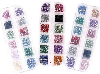 

Circle Beads Nail Art Tips Rhinestones Glitters Nail Supplies Acrylic UV Gel Gems Decoration with Hard Case 200sets