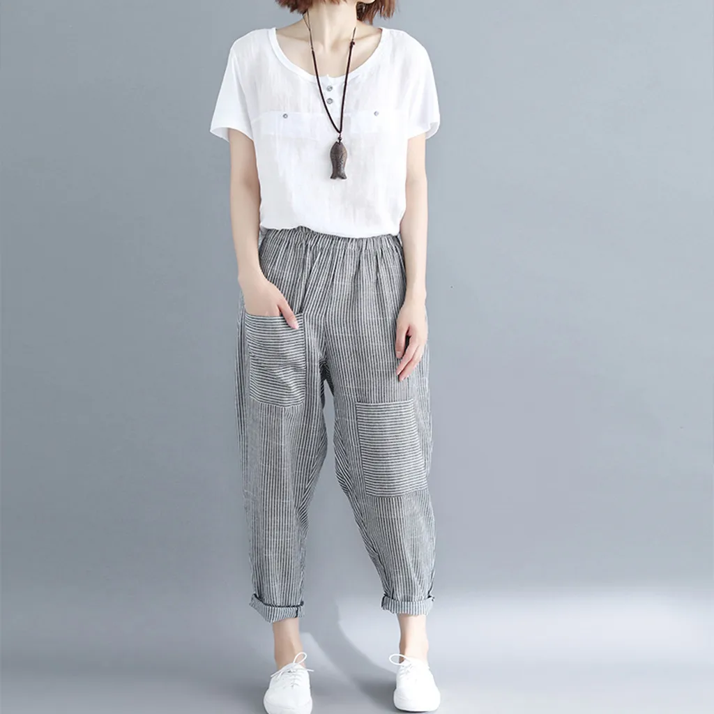 Women pants 2019 TOP Woman Striped Harem Pants Fashion Loose Cotton Linen Pants Casual Pocket Pants 4.23
Women pants 2019 TOP Woman Striped Harem Pants Fashion Loose Cotton Linen Pants Casual Pocket Pants 4.23