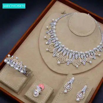 MECHOSEN Elegant Multi-layer Imitation Pearl Jewelry Set Shiny Cubic Zircon Copper Wedding Bangle Earring Ring Women's Gifts Set
MECHOSEN Elegant Multi-layer Imitation Pearl Jewelry Set Shiny Cubic Zircon Copper Wedding Bangle Earring Ring Women's Gifts Set