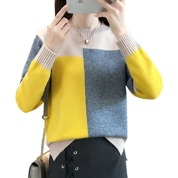 Spring Autumn Pullover Women Sweater 2020 New Fashion Color Block O-neck Loose Knit Bottoming Sweater Plus size Women Clothing
Spring Autumn Pullover Women Sweater 2020 New Fashion Color Block O-neck Loose Knit Bottoming Sweater Plus size Women Clothing