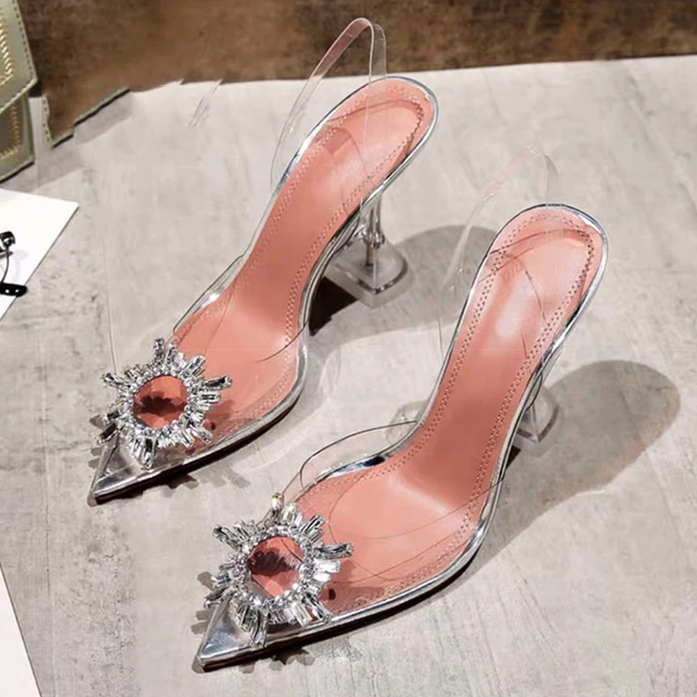 Sexy Pointed ankle strap woman Fashion crystal shoes Rough with high heels transparent ladies high heel Wedding Sandal
Sexy Pointed ankle strap woman Fashion crystal shoes Rough with high heels transparent ladies high heel Wedding Sandal