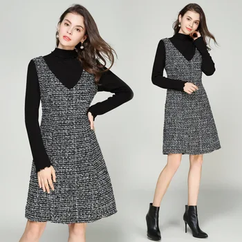 Free shipping 2018 Winter Female fake Two Midi Dress Knitted patchwork turtleneck plus size A-line Dress elegant vestido XXXXXL
Free shipping 2018 Winter Female fake Two Midi Dress Knitted patchwork turtleneck plus size A-line Dress elegant vestido XXXXXL