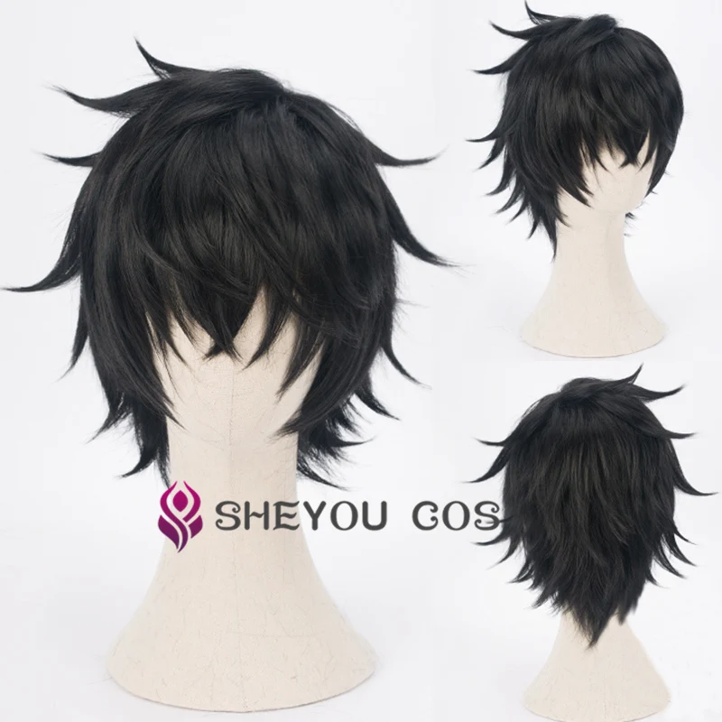 Anime The Rising of the Shield Hero Naofumi Iwatani Short Black Heat Resistant Hair Cosplay Costume Wig + Cap | Тематическая одежда