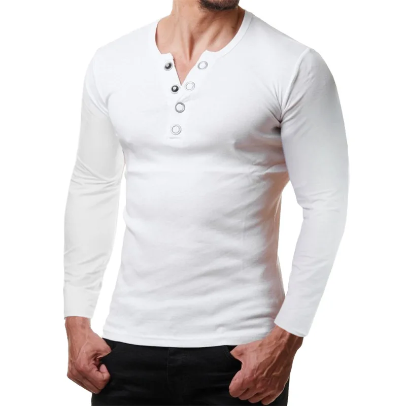 Fashion Metal Button V Neck T Shrit Men 2019 Brand New Slim Fit Long Sleeve Mens Casual T Shirts Breathable Soft Tee Shirt Homme
Fashion Metal Button V Neck T Shrit Men 2019 Brand New Slim Fit Long Sleeve Mens Casual T Shirts Breathable Soft Tee Shirt Homme
