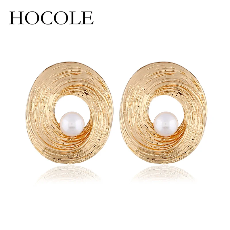HOCOLE Vintage Simple Style Round Circle Stud Earrings with Simulated Pearl Geometric Earring for Women Fashion Jewelry Brincos
HOCOLE Vintage Simple Style Round Circle Stud Earrings with Simulated Pearl Geometric Earring for Women Fashion Jewelry Brincos