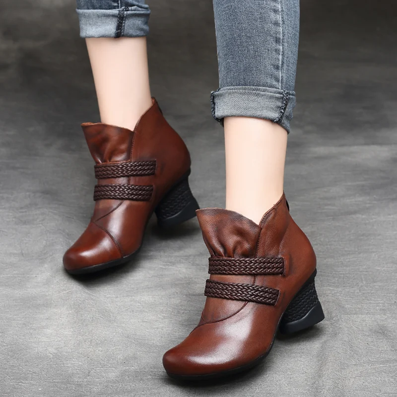 Women Genuine Leather Martin Boots 6 CM High Heel Winter Shoes Women 2018 Handmade Leather Ankle Boots Women Retro Shoe Tyawkiho 
Women Genuine Leather Martin Boots 6 CM High Heel Winter Shoes Women 2018 Handmade Leather Ankle Boots Women Retro Shoe Tyawkiho