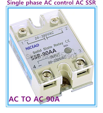 Single phase solid state relay AC to AC SSR-90AA 90A SSR relay input 24-380VAC output 80-250VAC
Single phase solid state relay AC to AC SSR-90AA 90A SSR relay input 24-380VAC output 80-250VAC