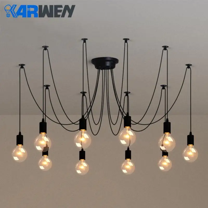 KARWEN Nordic Chandelier Pendant Lamp E27 Retro Industrial Spider 2M Vintage Loft Antique living room bar Fixture Light
KARWEN Nordic Chandelier Pendant Lamp E27 Retro Industrial Spider 2M Vintage Loft Antique living room bar Fixture Light