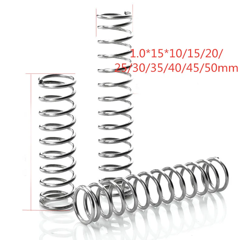 10pcs 304 stainless steel spring pressure spring short compression spring Wire diameter 1.0* outside diameter 15* length 10-50
10pcs 304 stainless steel spring pressure spring short compression spring Wire diameter 1.0* outside diameter 15* length 10-50