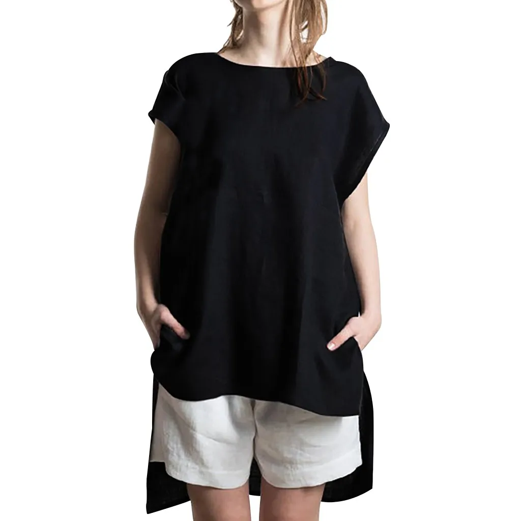 Fashion Women Summer Casual Solid Color O-Neck Irregular Hem Short sleeve Top Linen Material Lightweight Soft Breathable May 24
Fashion Women Summer Casual Solid Color O-Neck Irregular Hem Short sleeve Top Linen Material Lightweight Soft Breathable May 24