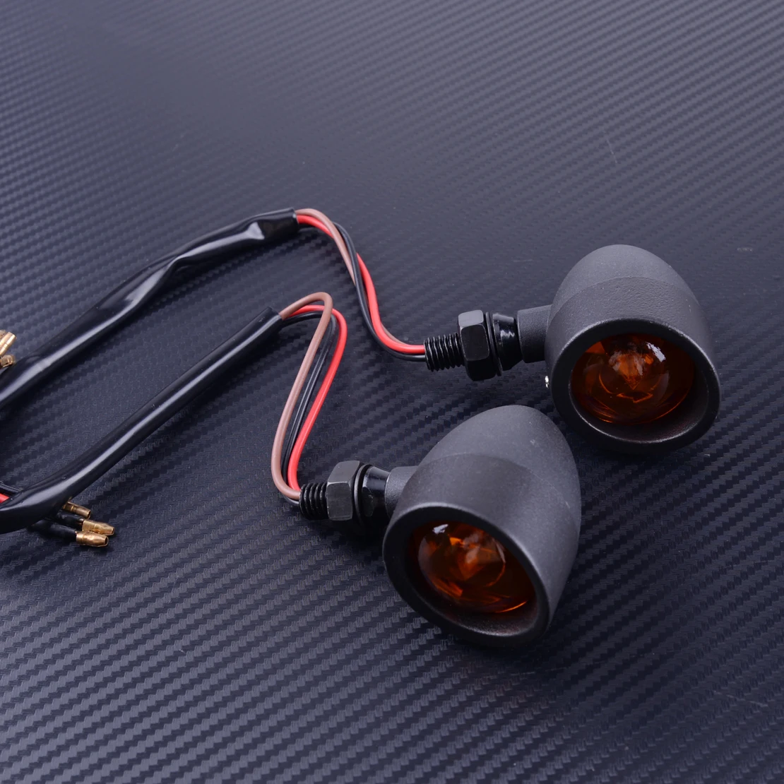 beler 2pcs Motorcycle 12V Amber Bullet Rear Tail Brake Stop Running Blinker Lamp Light 10mm Bolts