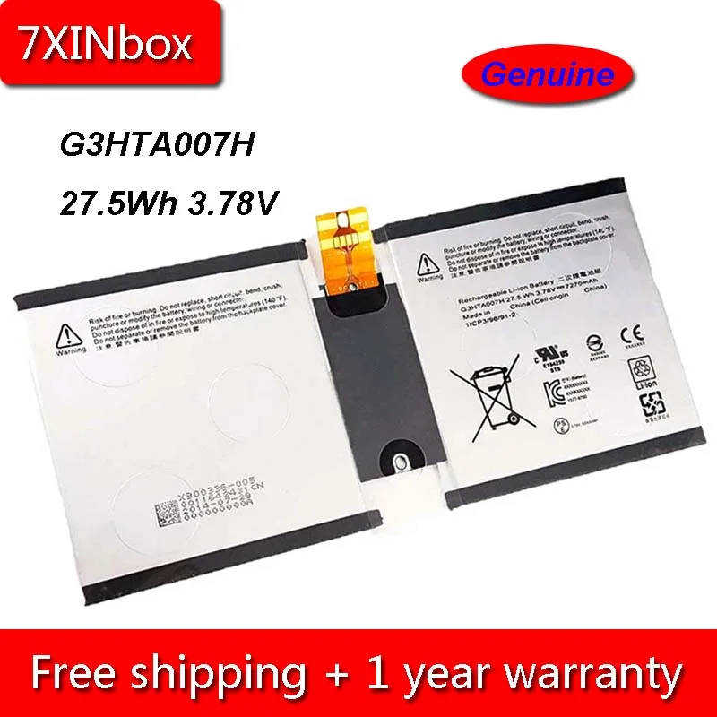 7XINbox 27.5Wh 7270mAh 3.78V Genuine G3HTA003H G3HTA004H G3HTA007H Laptop Battery For Microsoft Surface 3 1645 Series Tablet
7XINbox 27.5Wh 7270mAh 3.78V Genuine G3HTA003H G3HTA004H G3HTA007H Laptop Battery For Microsoft Surface 3 1645 Series Tablet