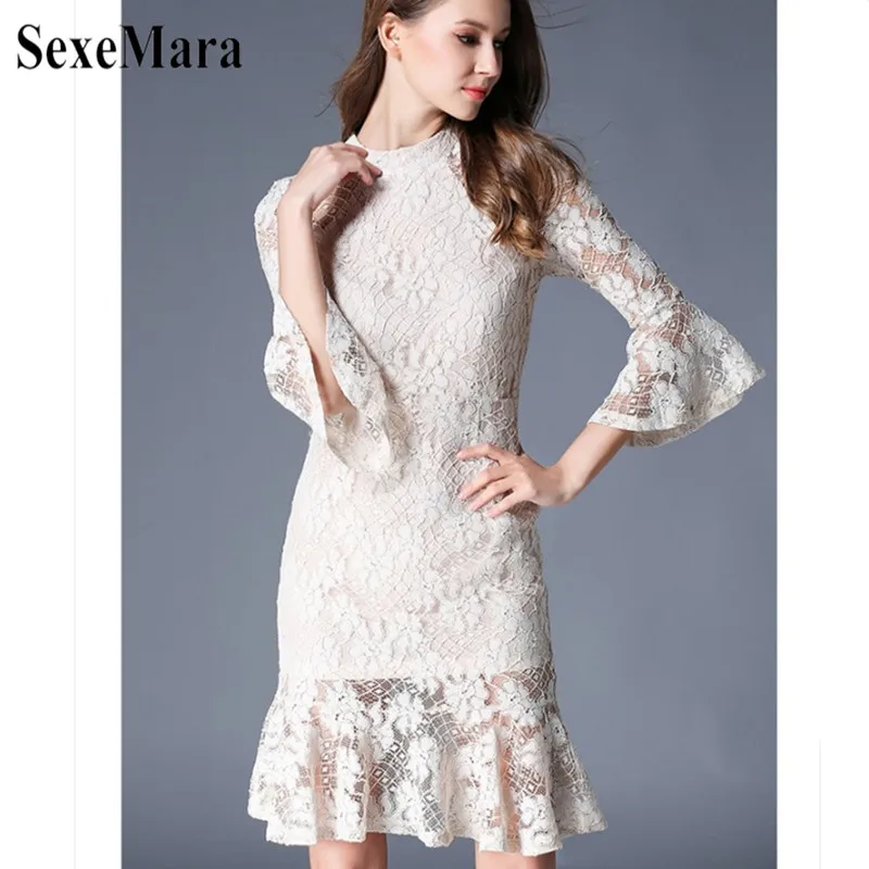 SexeMara 2019 Spring Autumn New Elegant Dress Slim Slimming Sleeves Hip Fishtail Fashion Temperament Lace Dress Female
SexeMara 2019 Spring Autumn New Elegant Dress Slim Slimming Sleeves Hip Fishtail Fashion Temperament Lace Dress Female