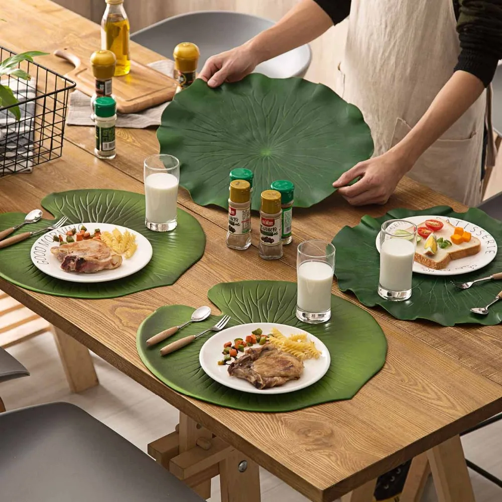 Simulation Lotus Leaf Placemat Anti-slip Table Mats Heat-resistant Cup Coasters Desktop Decor for Home Restaurant Hotel
Simulation Lotus Leaf Placemat Anti-slip Table Mats Heat-resistant Cup Coasters Desktop Decor for Home Restaurant Hotel