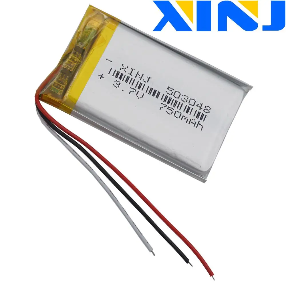 XINJ 3.7V 750mAh 3wires for thermistor Lithium Polymer Li-Po Battery 503048 For Camera PDA MID ipod Bluetooth device DVD tv box
XINJ 3.7V 750mAh 3wires for thermistor Lithium Polymer Li-Po Battery 503048 For Camera PDA MID ipod Bluetooth device DVD tv box