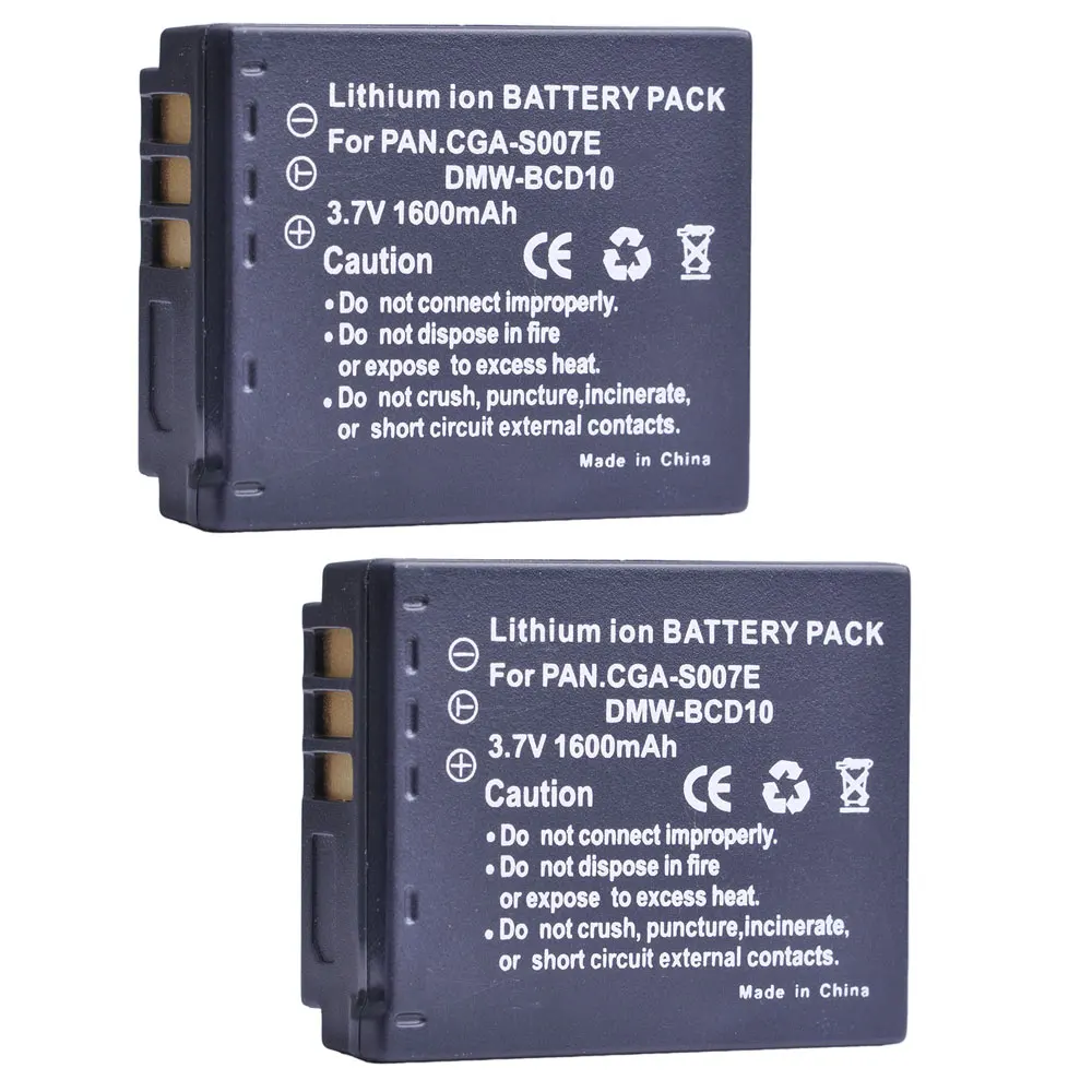 Tectra 1600mAh 2pcs CGA-S007 CGA-S007E DMW-BCD10 CGAS007 Battery for PANASONIC Lumix DMC TZ1 TZ2 TZ3 TZ4 TZ5 TZ50 TZ15 Battery
Tectra 1600mAh 2pcs CGA-S007 CGA-S007E DMW-BCD10 CGAS007 Battery for PANASONIC Lumix DMC TZ1 TZ2 TZ3 TZ4 TZ5 TZ50 TZ15 Battery