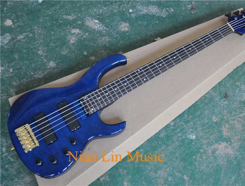 5-String Bass Guitar,Dark Blue Color with Quilted Maple Veneer,24 Frets,Gold Bridge,Black Tuners,can be Customized
5-String Bass Guitar,Dark Blue Color with Quilted Maple Veneer,24 Frets,Gold Bridge,Black Tuners,can be Customized