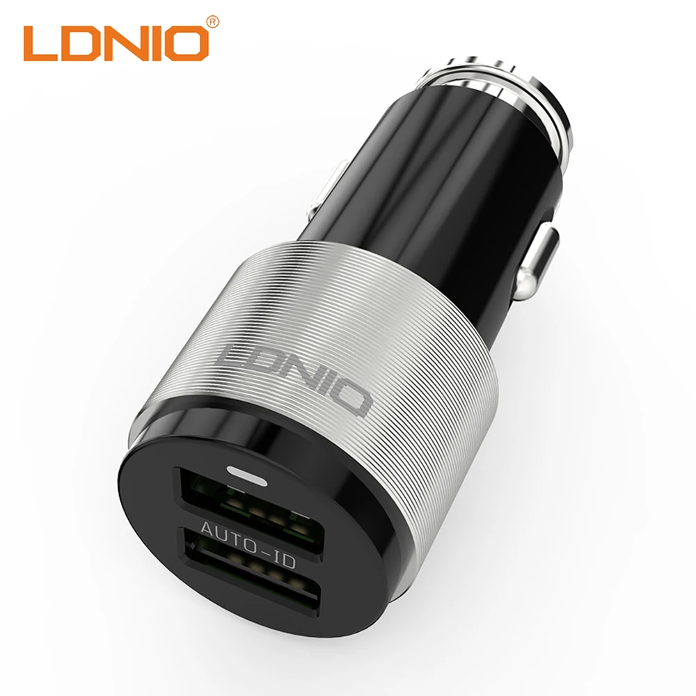 

LDNIO Dual USB Port Car Charger For Mobile Phone 5V/4.2A Metal Car Cigarette Lighter Charger Adapter With USB Charging Cable