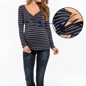Women Maternity Clothes T-shirt Long sleeve Stripe V Neck Breastfeeding Nursing M09
Women Maternity Clothes T-shirt Long sleeve Stripe V Neck Breastfeeding Nursing M09