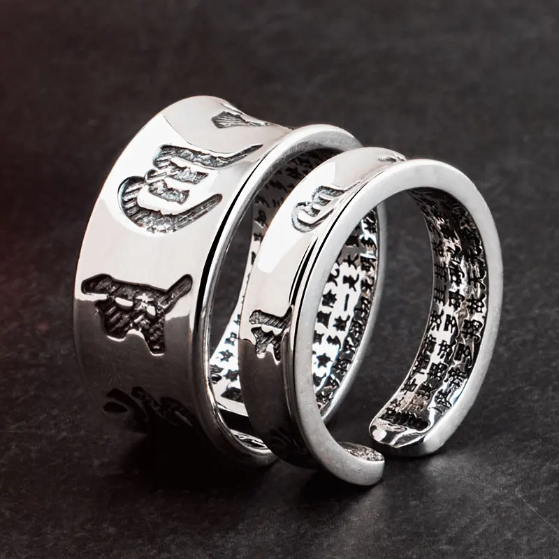 Buddihism Mantra 925 Sterling Silver open rings for lover Vintage fashion jewelry
Buddihism Mantra 925 Sterling Silver open rings for lover Vintage fashion jewelry