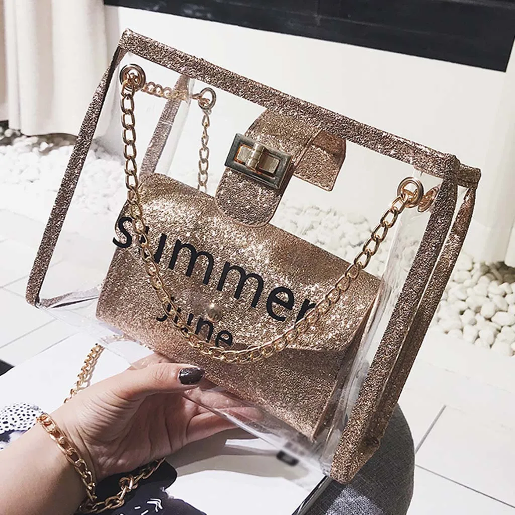 Women's Transparent Sequin Shoulder Bag Letter Jelly Candy Color Women Messenger Crossbody Bag Luxury Females Bolsa
Women's Transparent Sequin Shoulder Bag Letter Jelly Candy Color Women Messenger Crossbody Bag Luxury Females Bolsa