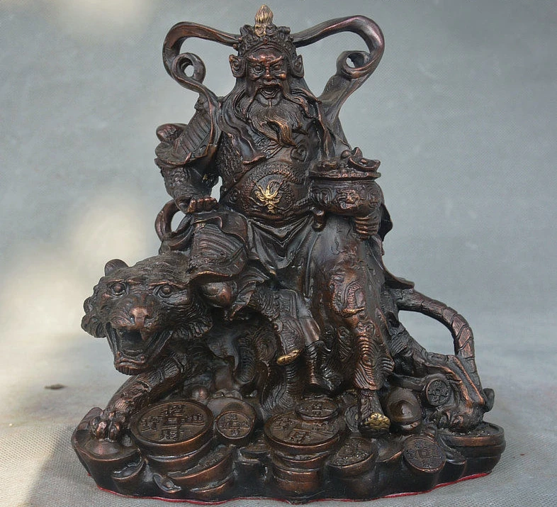 8" Chinese Copper Bronze Ride Tiger Mammon Money Wealth God Zhao Gongming Statue
8" Chinese Copper Bronze Ride Tiger Mammon Money Wealth God Zhao Gongming Statue