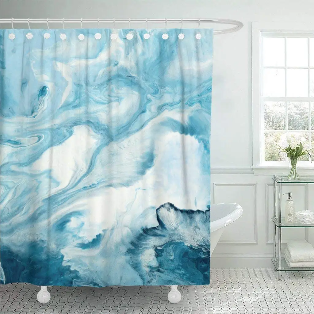 Shower Curtain with Hooks Watercolor Blue Marble Abstract Hand Close Up of Painting on Canvas Contemporary Color Bathroom Decor
Shower Curtain with Hooks Watercolor Blue Marble Abstract Hand Close Up of Painting on Canvas Contemporary Color Bathroom Decor